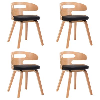 vidaXL Blagovaonske stolice od savijenog drva i umjetne kože 4 kom crne