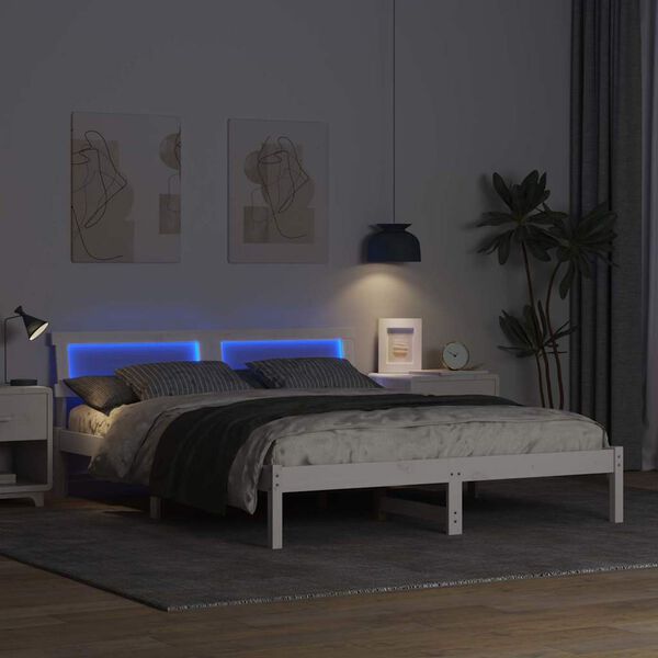 vidaXL Krevetna konstrukcija Bijelo 150 x 200 cm Čvrsto borovo drvo