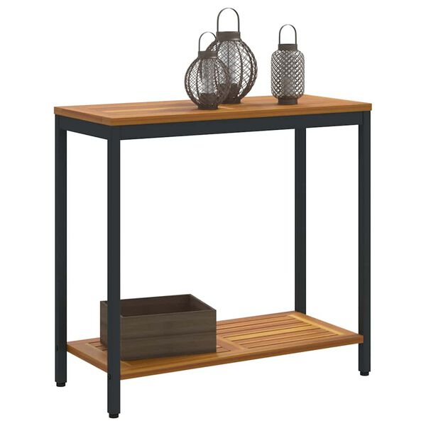 vidaXL Vanjski stol s pohranom Prirodna i crna 80 x 35 x 75 cm