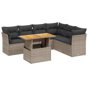 vidaXL 7-dijelni set vrtnih sofa sivi od poliratana