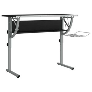 vidaXL Radni stol crno-sivi 110x53x(58-87) konstruirano drvo i čelik