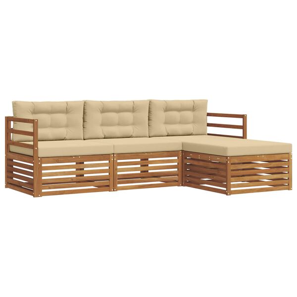 vidaXL Set vanjskih sofa s jastukom 4 pcs Prirodna i bež