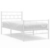 vidaXL Metalni okvir kreveta uzglavlje i podnožje bijeli 107x203 cm
