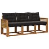 vidaXL Set vanjskih sofa s jastukom 3 pcs Prirodna i crna