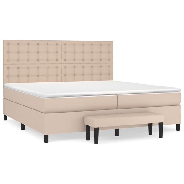 vidaXL Krevet box spring s madracem cappuccino 200x200cm umjetna koža
