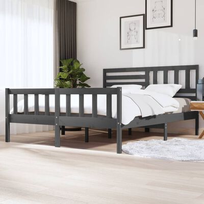 vidaXL Okvir za krevet sivi 180x200 cm bračni od masivnog drva