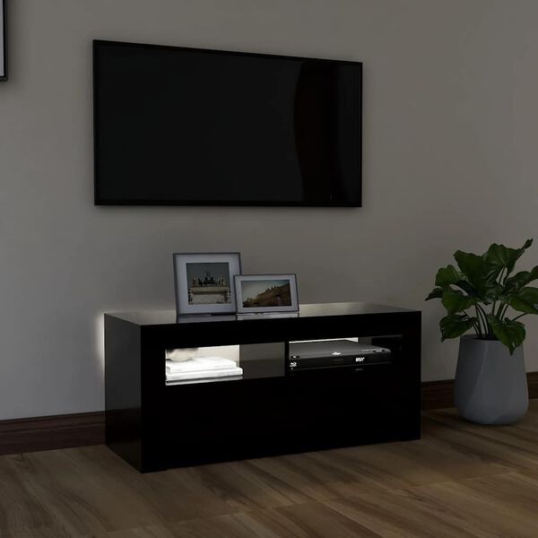 vidaXL TV ormarić s LED svjetlima crni 90 x 35 x 40 cm