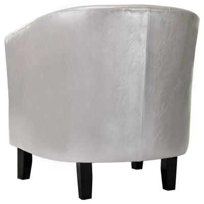 vidaXL Fotelja od umjetne kože srebrna