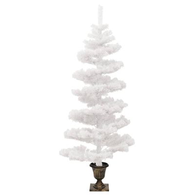 vidaXL Spiralno osvijetljeno božićno drvce s posudom bijelo 120 cm PVC