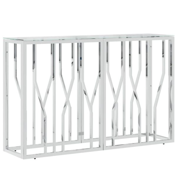 vidaXL Konzolni stol 110 x 30 x 70 cm od nehrđajućeg čelika i stakla