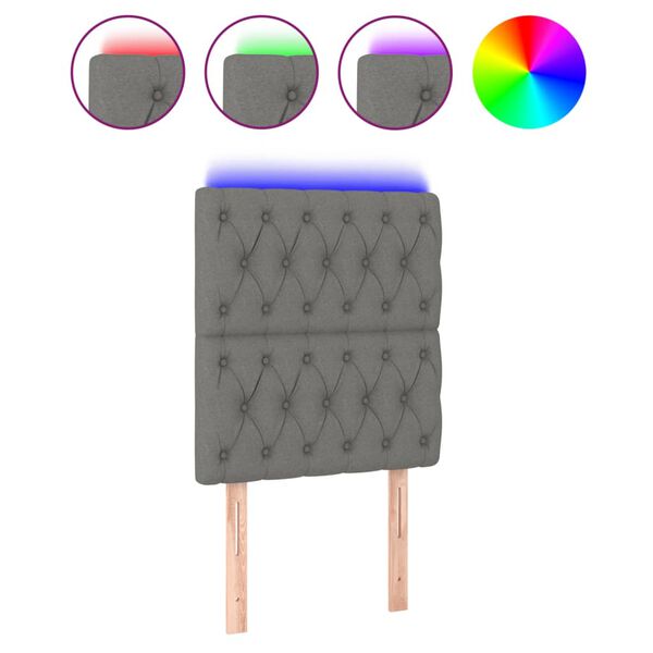 vidaXL LED uzglavlje tamnosivo 80x7x118/128 cm od tkanine
