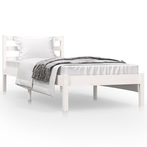 vidaXL Okvir za krevet od borovine 75x190 cm bijeli jednokrevetni