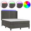 vidaXL Krevet box spring s madracem LED tamnosivi 140x190 cm bar&scaron;un