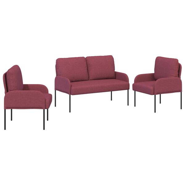 vidaXL Setovi sofa 3 pcs Vinska crvena 115 x 56 x 80 cm &Scaron;perploča