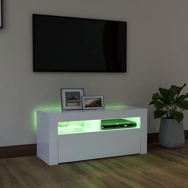 vidaXL TV ormarić s LED svjetlima bijeli 90 x 35 x 40 cm