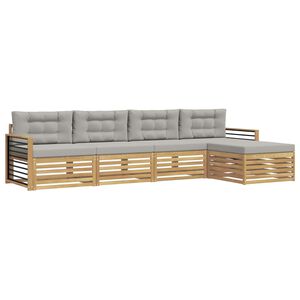 vidaXL Set vanjskih sofa 5 kom. Bijela i svjetlosiva Poliester