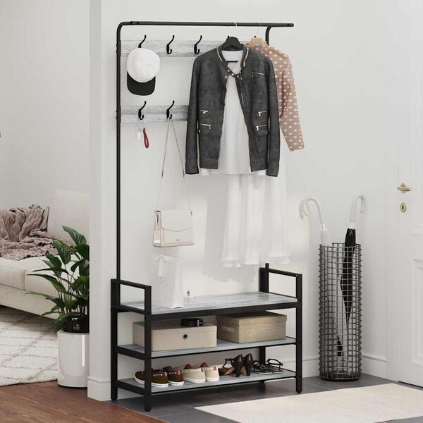 vidaXL Vje&scaron;alica za kapute s policom Siva Sonoma 95 x 34 x 184 cm