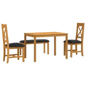 vidaXL Blagovaonski set 4 kom. Crna Čvrsto Hrastovo Drvo