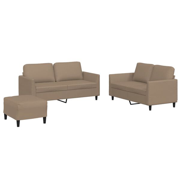 vidaXL 3-dijelni set sofa s jastucima boja cappuccina od umjetne kože