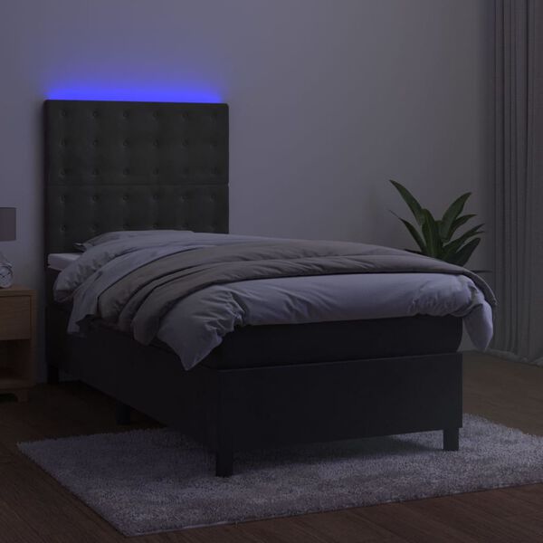 vidaXL Krevet box spring s madracem LED tamnosivi 80 x 200 cm bar&scaron;un