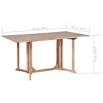 vidaXL Preklopni vrtni stol od masivne tikovine 150 x 90 x 75 cm
