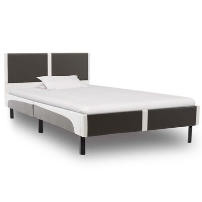 vidaXL Okvir za krevet od umjetne kože sivo-bijeli 90 x 200 cm
