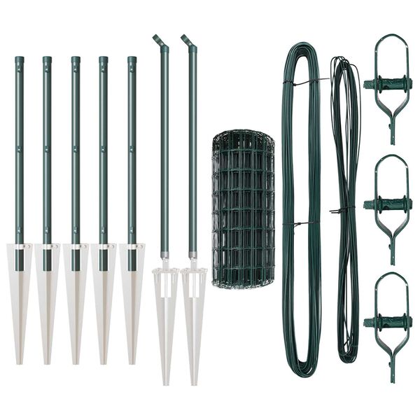 vidaXL Ograda s postovima Zelena 0,4 x 10 m Čelik i PVC