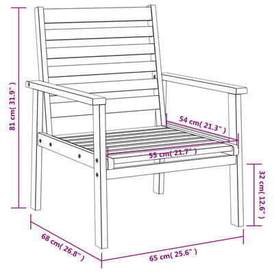 vidaXL Vrtna stolica 2 kom 66,5x65x81 cm od masivnog bagremovog drva