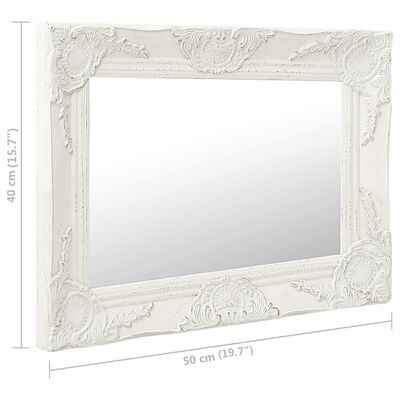 vidaXL Zidno ogledalo u baroknom stilu 50 x 40 cm bijelo