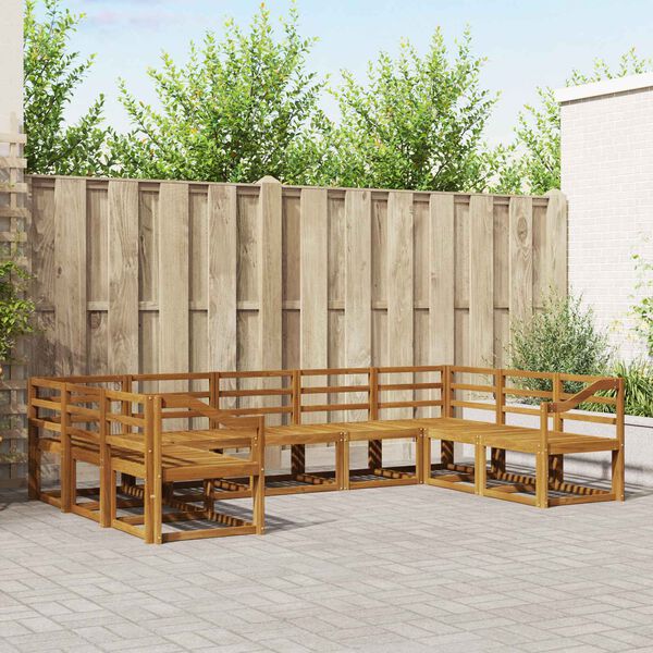 vidaXL Set vanjskih sofa 9 pcs Prirodna Čvrsto drvo akacije