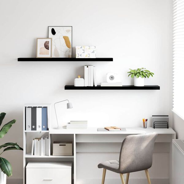 vidaXL Plutajuće zidne police 2 kom sjajne crne 120x23,5x3,8 cm MDF