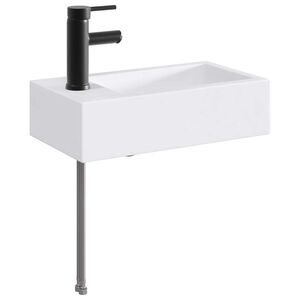 vidaXL Umivaonik s slavinom i odvodom Mat Crna 45,5 x 25,5 x 13 cm