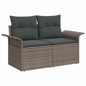 vidaXL Vrtni kauč s jastukom s pohranom Siva 141 x 62 x 69cm poliratan