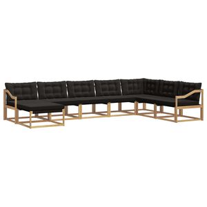 vidaXL Set vanjskih sofa 8 kom. Bijela i crna Čvrsto drvo akacije
