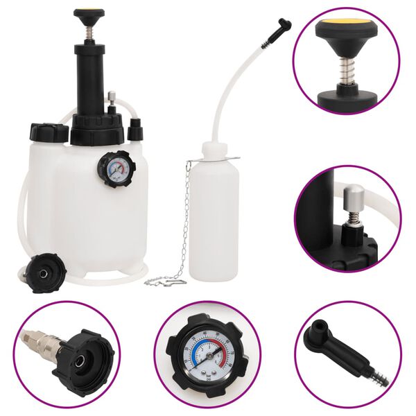 vidaXL Odzračivač kočnica bijelo-crni 3 L