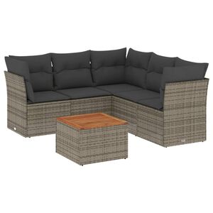 vidaXL 6-dijelni set vrtnih sofa od poliratana s jastucima sivi