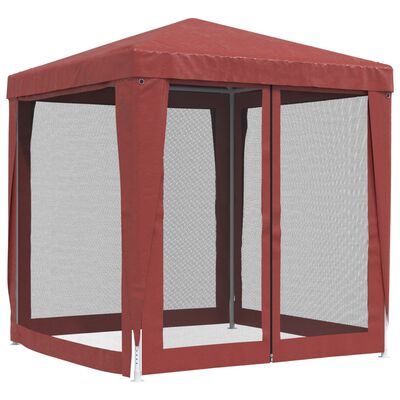 vidaXL Šator za zabave s 4 mrežasta bočna zida crveni 2 x 2 m HDPE