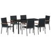vidaXL Vrtni set za objed 7 pcs Crna Čelik s prahom