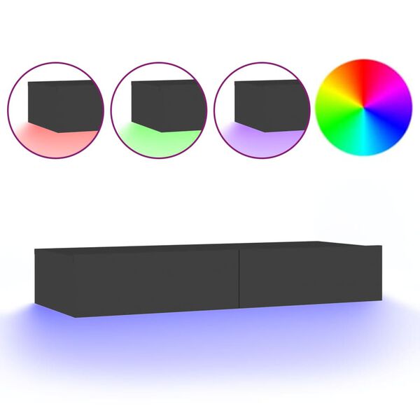 vidaXL TV ormarić s LED svjetlima sivi 90x35x15,5 cm