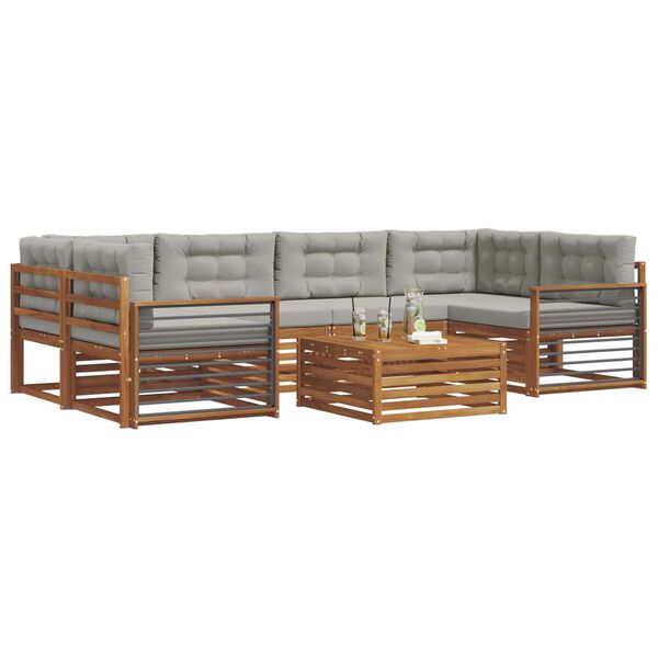 vidaXL Set vanjskih sofa s jastukom 7 pcs Prirodna i svijetlo siva