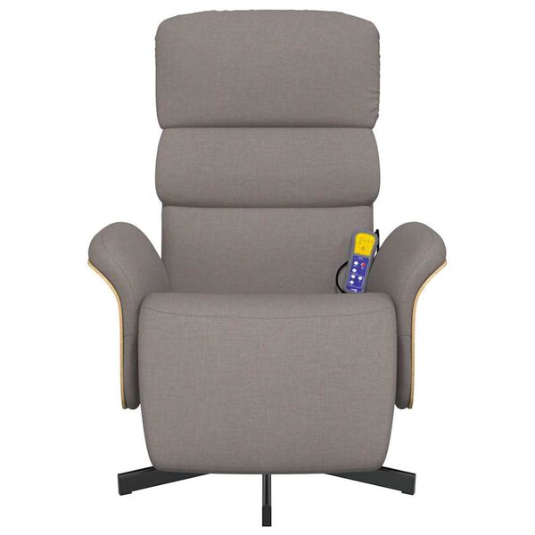 vidaXL Masažni naslonjač od tkanine s osloncem za noge smeđesivi