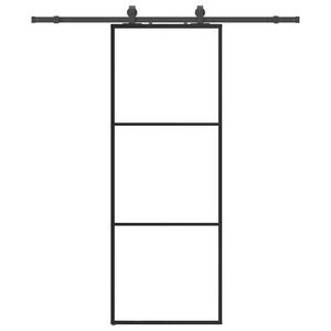 vidaXL Klizna vrata s priborom crna 76 x 205 cm od ESG stakla