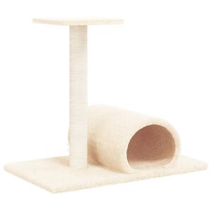 vidaXL Grebalica za mačke s tunelom krem 60 x 34,5 x 50 cm
