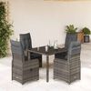 vidaXL 5-dijelni vrtni bistro set od poliratana s jastucima sivi