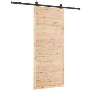 vidaXL Klizna vrata 80 x 208 cm Masivna borovina Prirodna