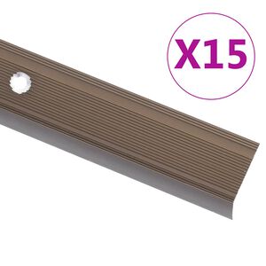 vidaXL Rubnjaci za stepenice L-oblika 15 kom aluminijski 90 cm smeđi