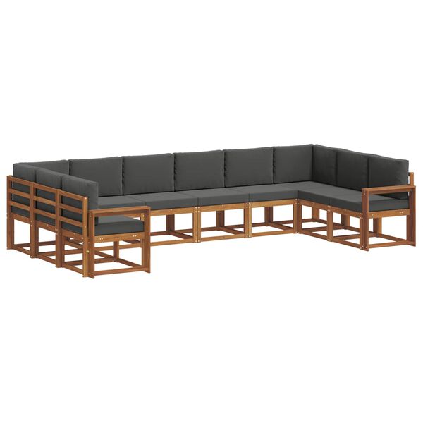 vidaXL Set vanjskih sofa s jastukom 10 pcs Prirodna i antracit