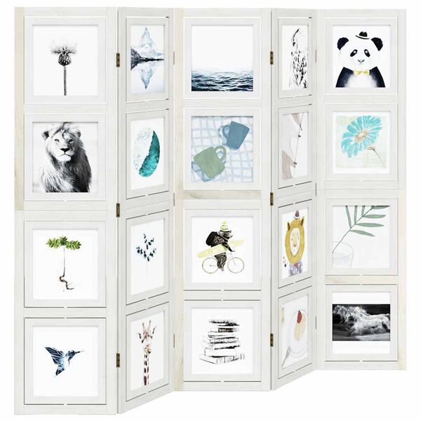 vidaXL Sobna pregrada s 5 panela bijela od masivnog drva paulovnije