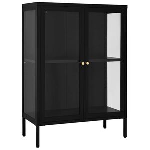 vidaXL Komoda crna 75 x 35 x 105 cm od čelika i stakla