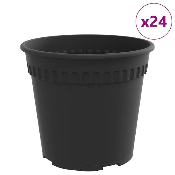 vidaXL Okrugla saksija za cveće 24 pcs Crna &Oslash; 17 x 14 cm Plastika
